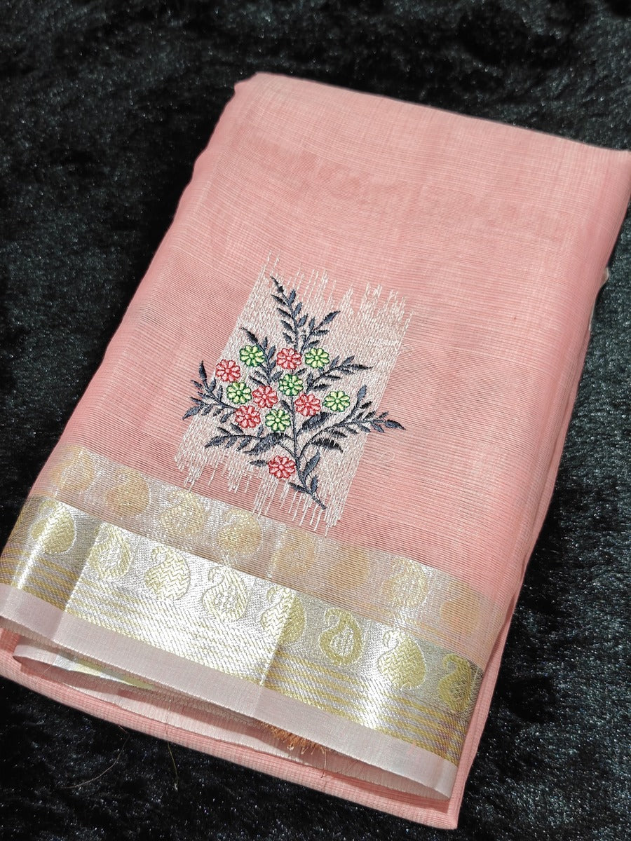 Tissue Embroidery Saree