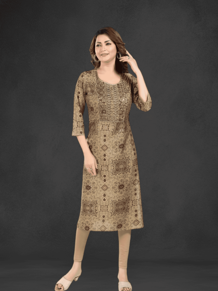 Embroidery work soft Kurti